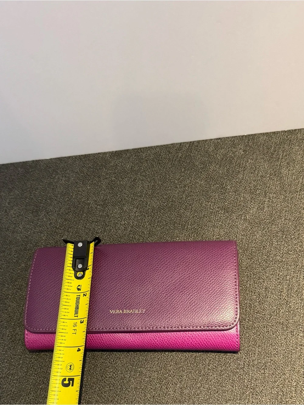 Vera Bradley Plum Leather Wallet with Gold Logo - Picture 8 of 9